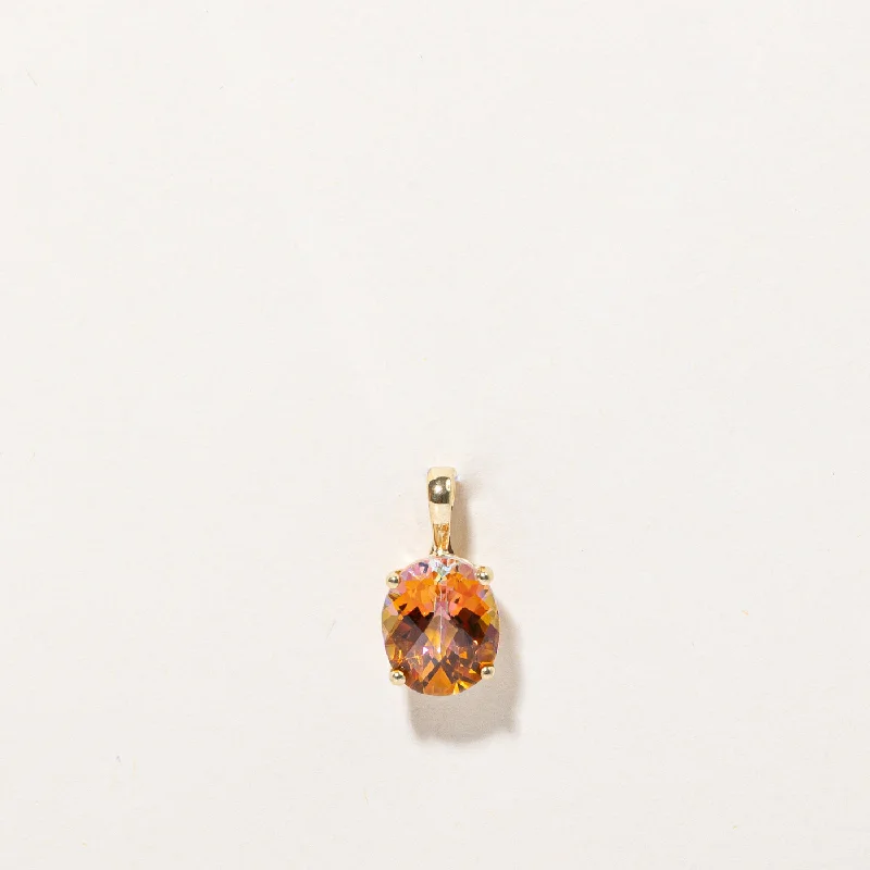 men’s rugged leather bracelet Peach Mystic Topaz Pendant | 5.00ct |