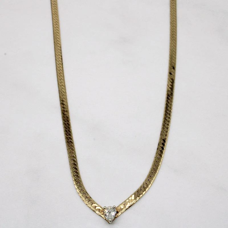gold wedding band for men Pear Cut Diamond Necklace | 0.35ct | 16" |