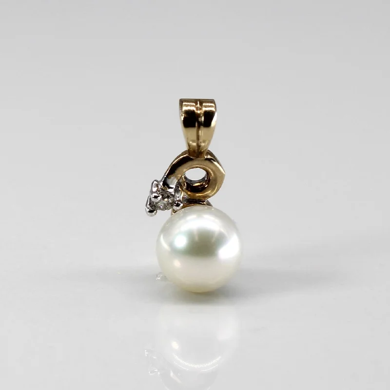 celestial meteor shower earrings Pearl & Diamond Drop Pendant | 0.02ct |