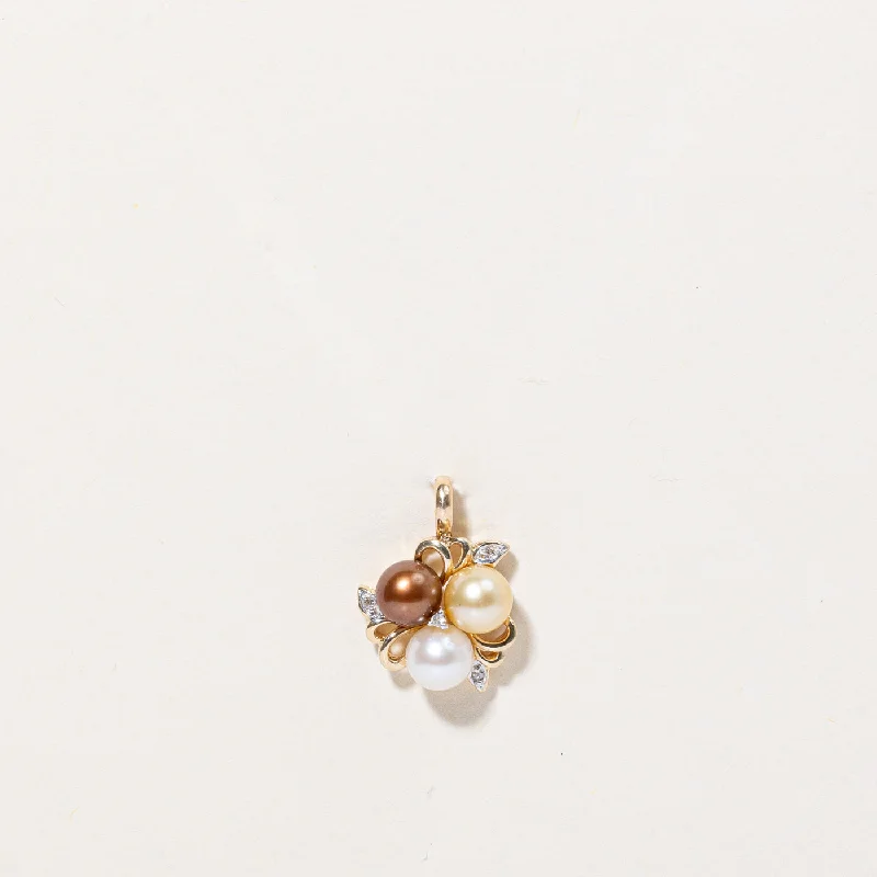 bezel set engagement ring modern Pearl & Diamond Pendant | 0.02ctw |