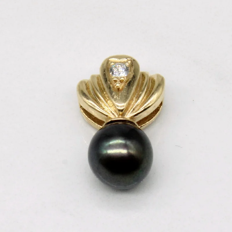 elegant pearl bridal set Pearl & Diamond Pendant | 0.03ct |