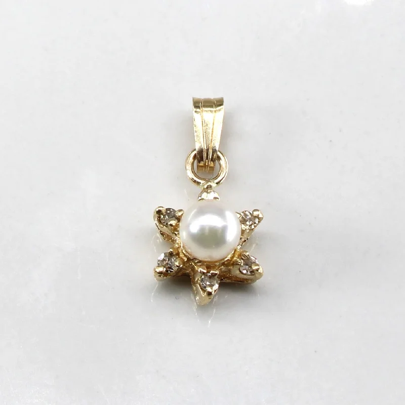 delicate marquise diamond band Pearl & Diamond Pendant | 0.06ctw |