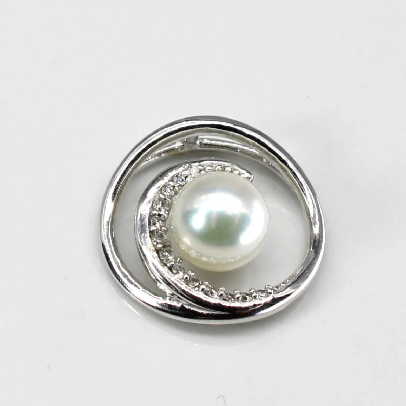 unique tribal silver ring Pearl & Diamond Swirl Gold Pendant | 0.12ctw |