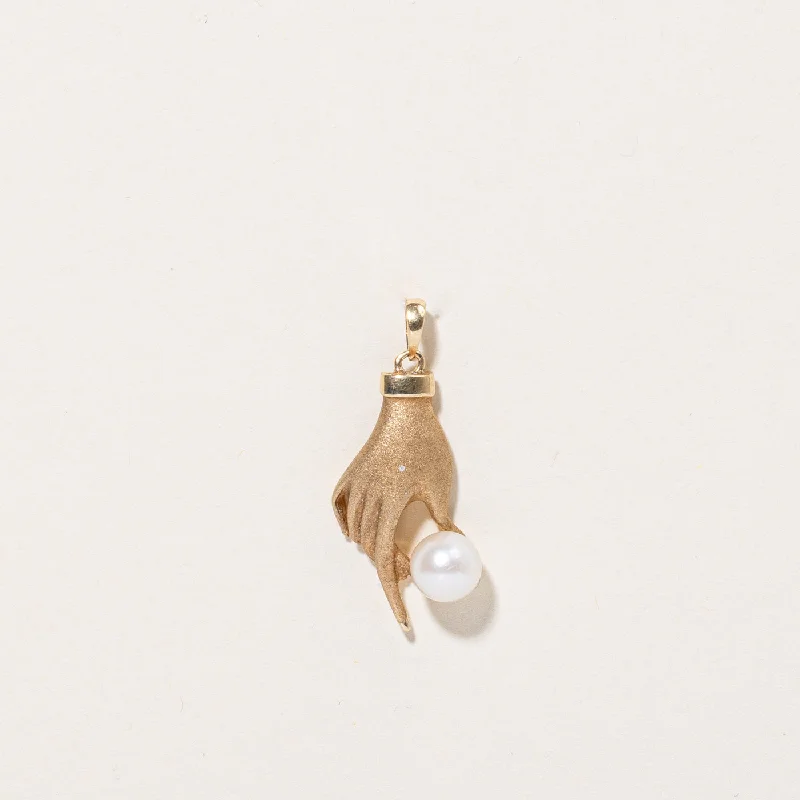 vintage-inspired moonstone necklace Pearl Hand Charm