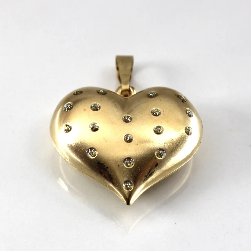 vintage-style filigree bracelet Puffed Heart Gold Pendant