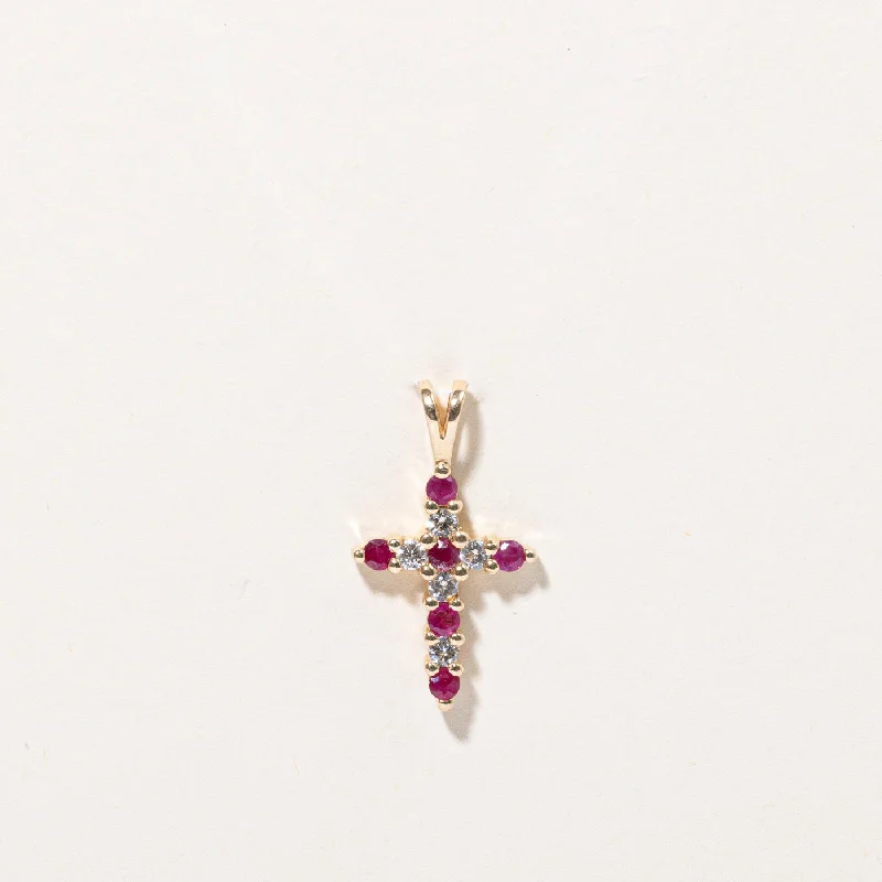 silver anklet with charms Ruby & Diamond Cross pendant | 0.24ctw, 0.15ctw |