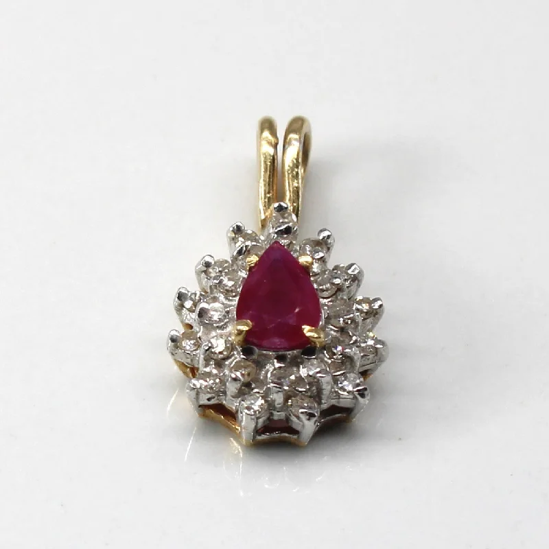 white gold necklace simple Ruby & Diamond Drop Pendant | 0.46ct |0.15ctw |