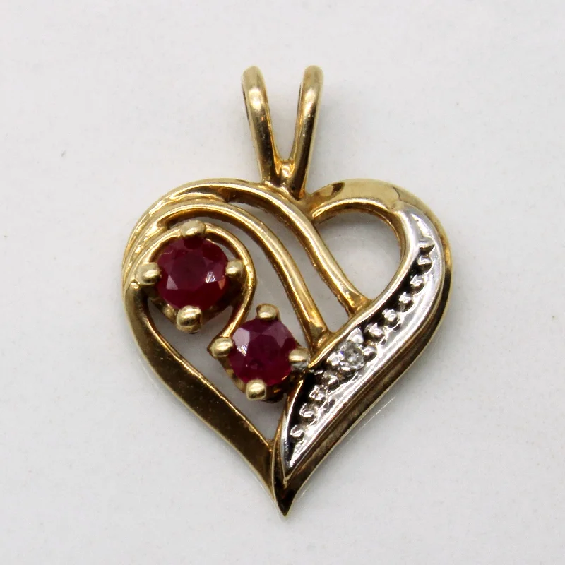 Ruby & Diamond Heart Pendant | 0.18ctw, 0.01ct |