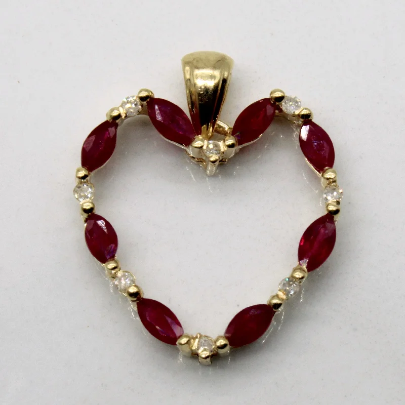 Ruby & Diamond Heart Pendant | 0.50ctw, 0.08ctw |