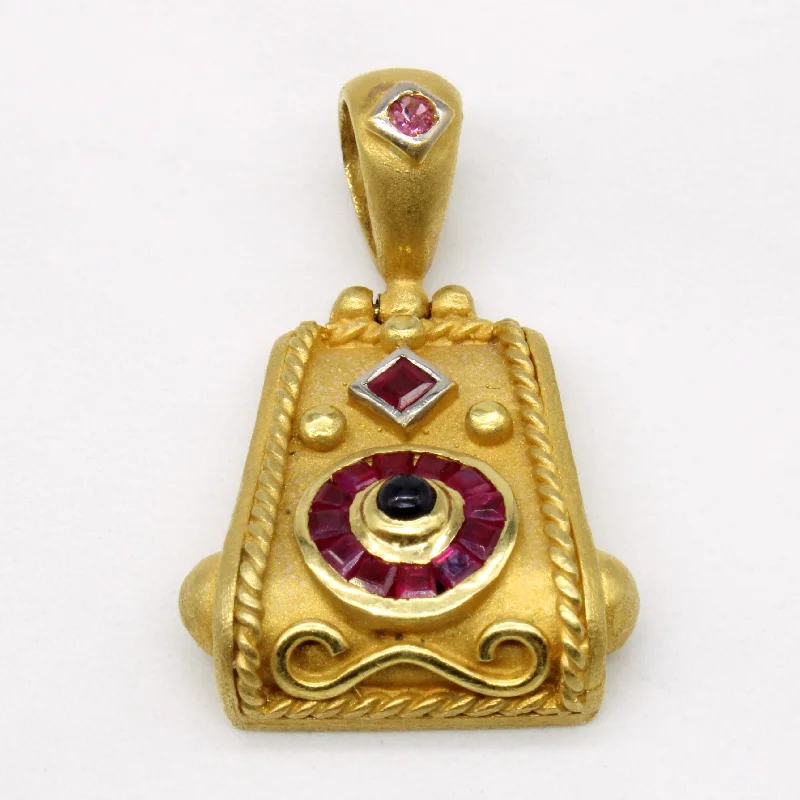 minimalist chain anklet gold Ruby & Sapphire Pendant | 0.55ctw, 0.10ct |