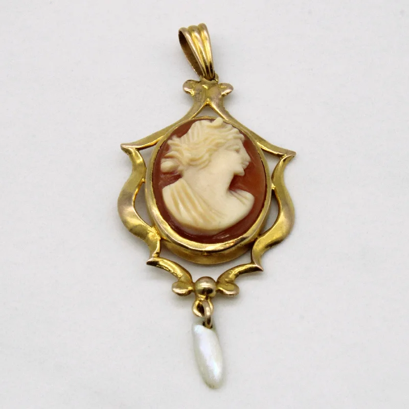 Seashell Cameo & Pearl Pendant | 5.00ct |