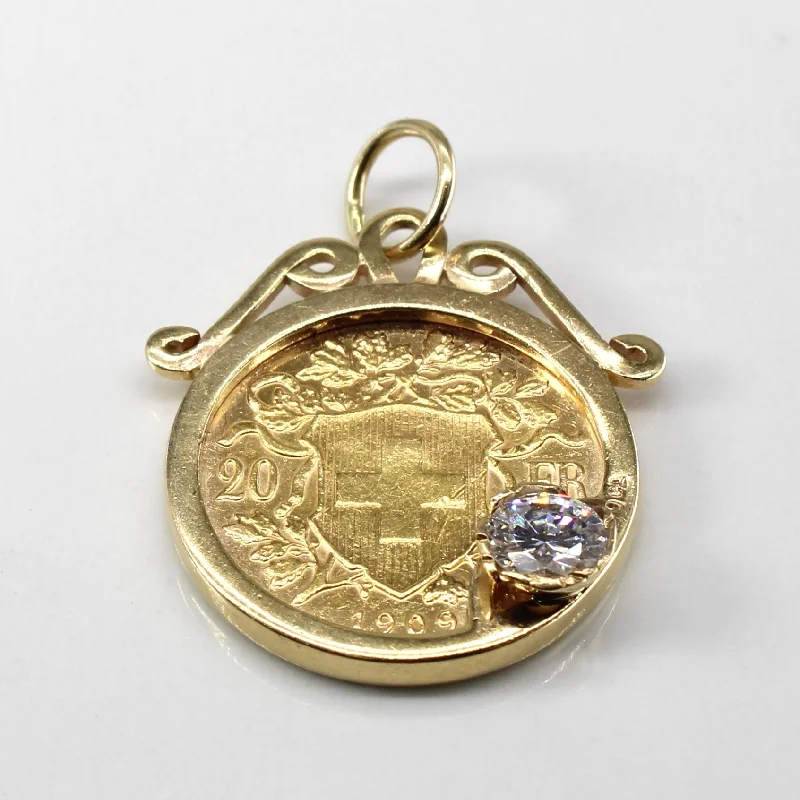 tiny gold huggie hoops Swiss 1909 20 Francs Diamond Coin Pendant | 0.59ct SI2 I |
