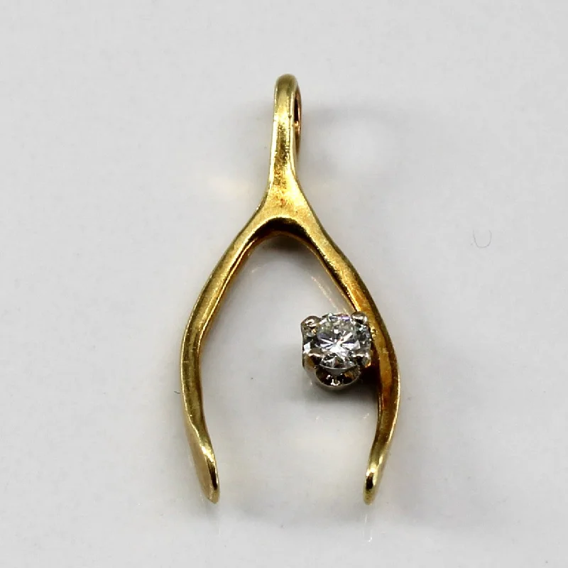 black and gold wedding band Wishbone Solitaire Diamond Pendant | 0.14ct |