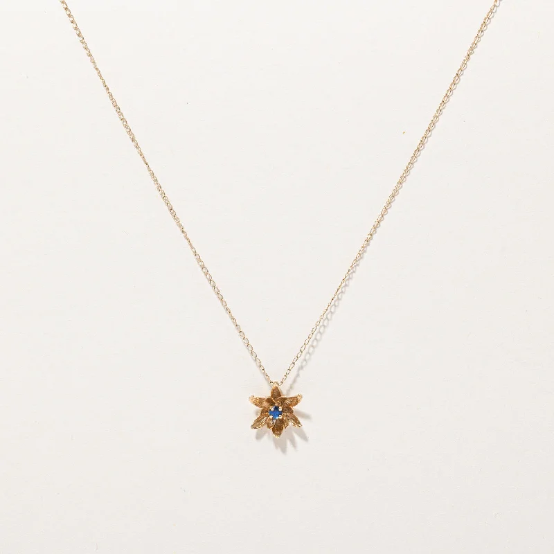 modern geometric earrings gold Synthetic Sapphire Flower Charm Necklace | 0.06ct | 16" |
