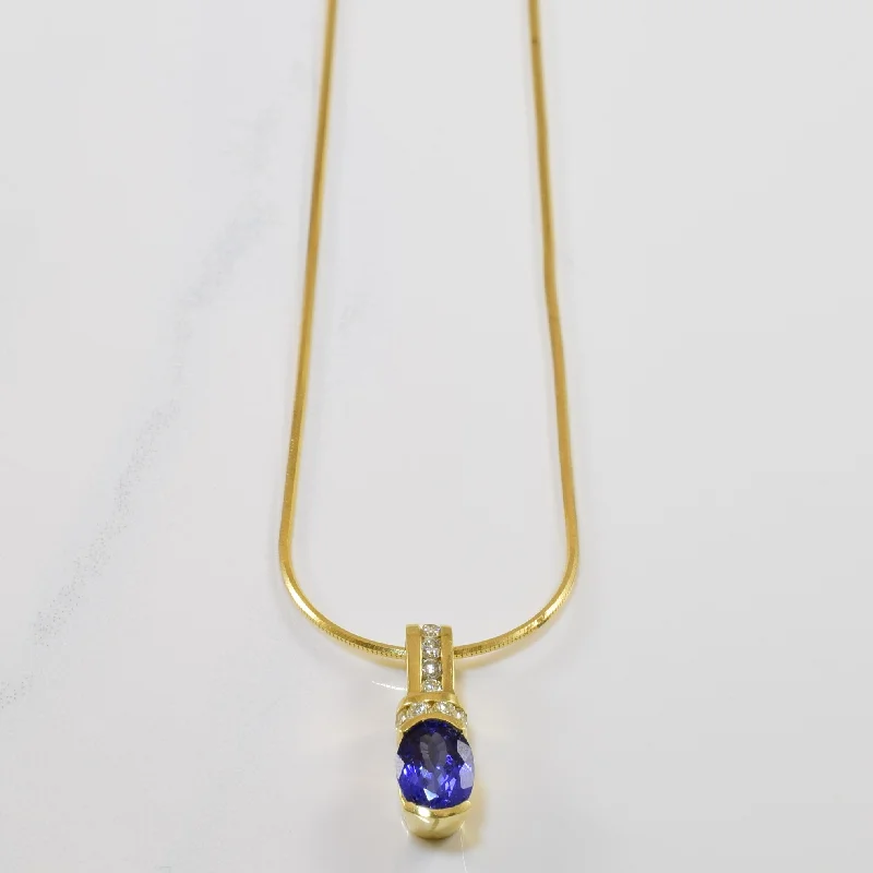 Tanzanite & Diamond Necklace | 1.25ct, 0.20ctw | 18" |