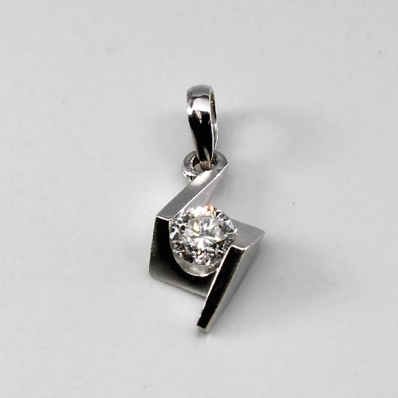 black stainless steel signet ring Tension Set Diamond Pendant | 0.30ct |