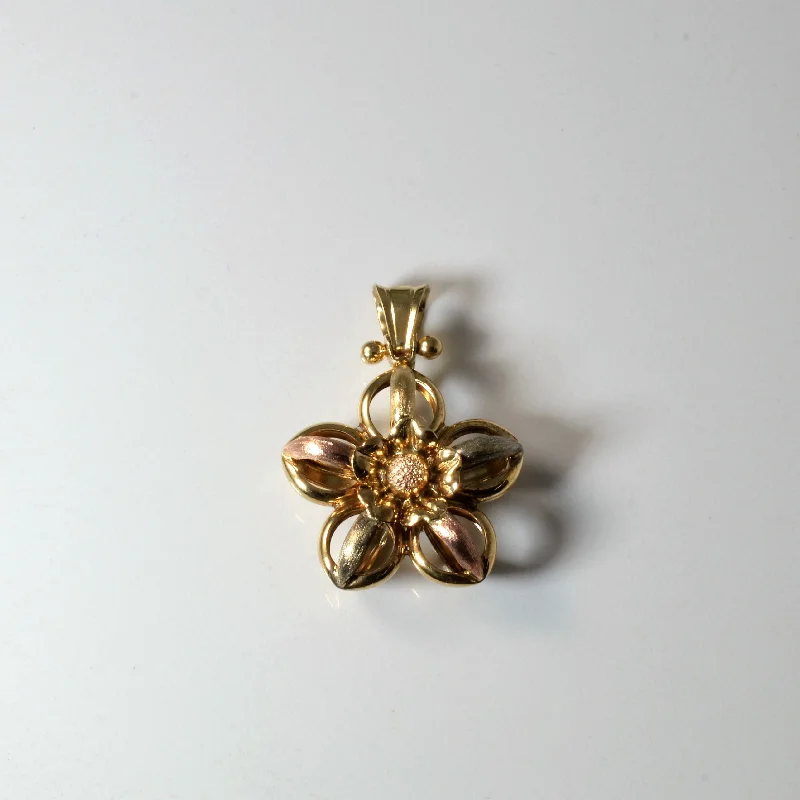 Tri Tone Gold Flower Pendant |