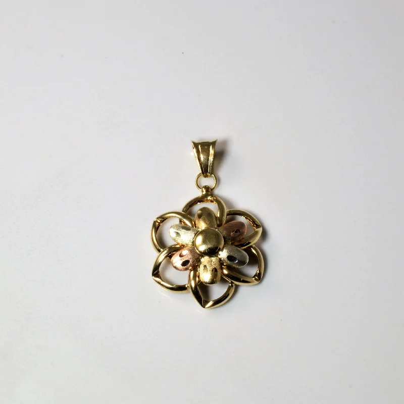 Tri Tone Gold Flower Pendant |