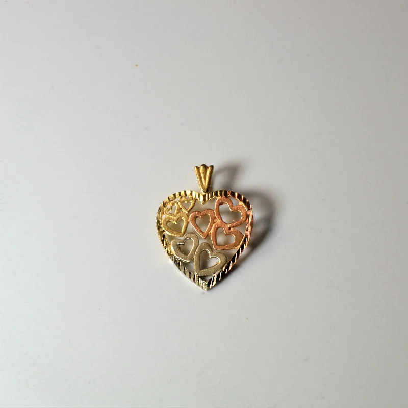 Tri Tone Gold Heart Pendant |