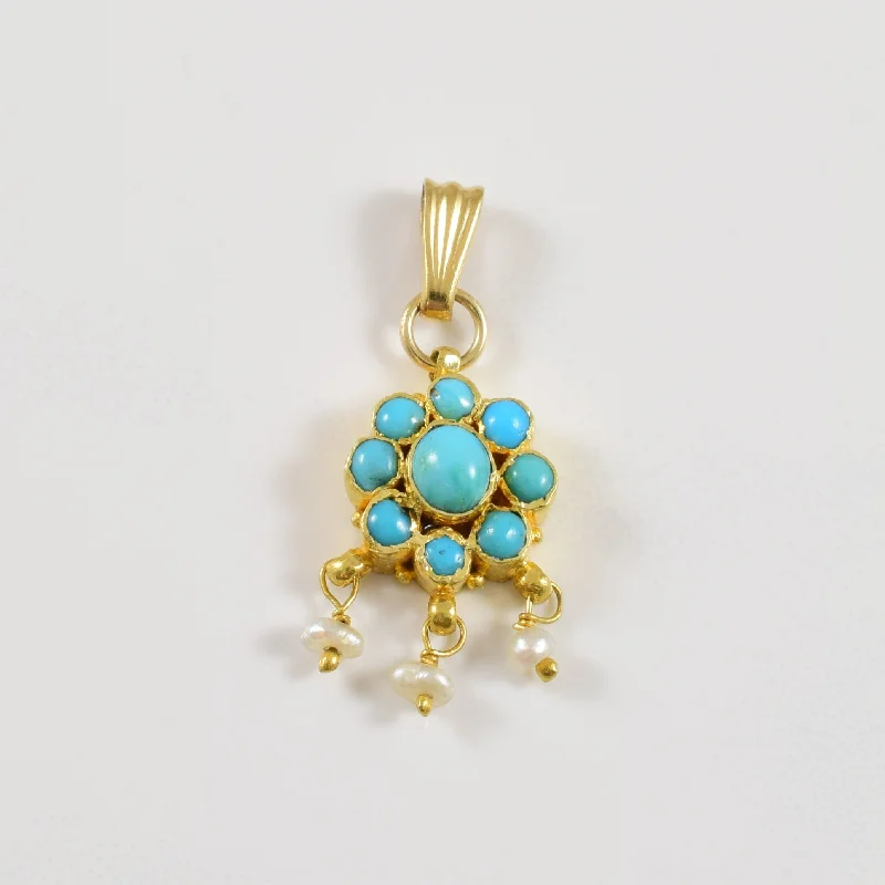 Turquoise & Pearl Pendant | 0.55ctw |