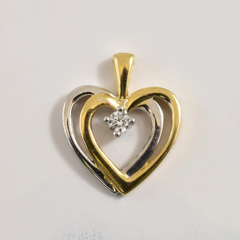 Two Tone Diamond Heart Pendant | 0.07ct |