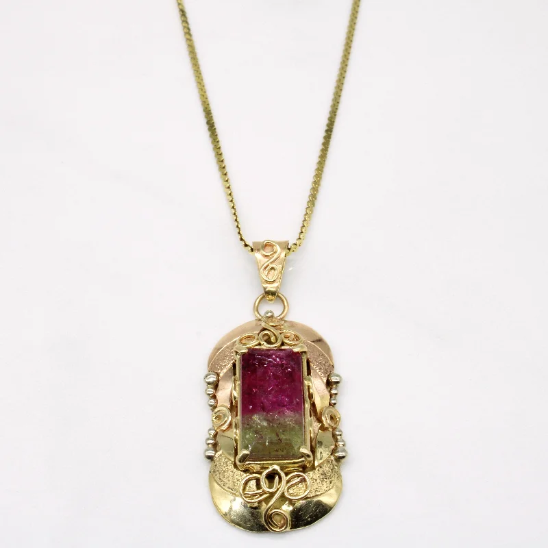 vintage diamond pendant necklace Watermelon Tourmaline Pendant & Necklace | 4.80ct | 18" |