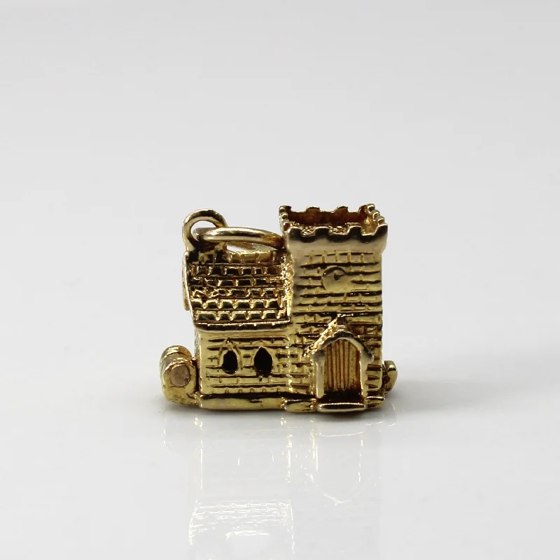 pearl stud earrings classic Yellow Gold Castle Pendant