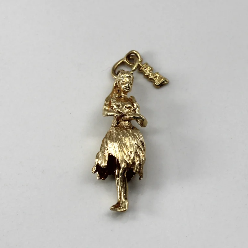 aquamarine birthstone necklace March Yellow Gold Hawaiian Doll Pendant