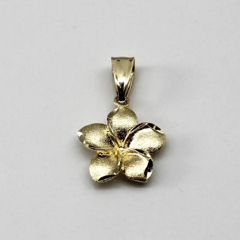 thin gold wedding band women Yellow Gold Flower Pendant