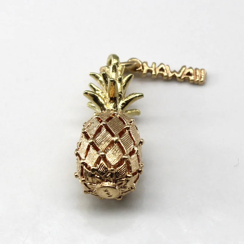 real opal ring for women Yellow Gold Pineapple Pendant