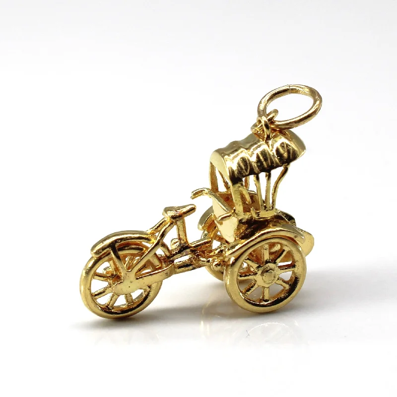 rose quartz bracelet healing Yellow Gold Three Wheeled Cart Pendant