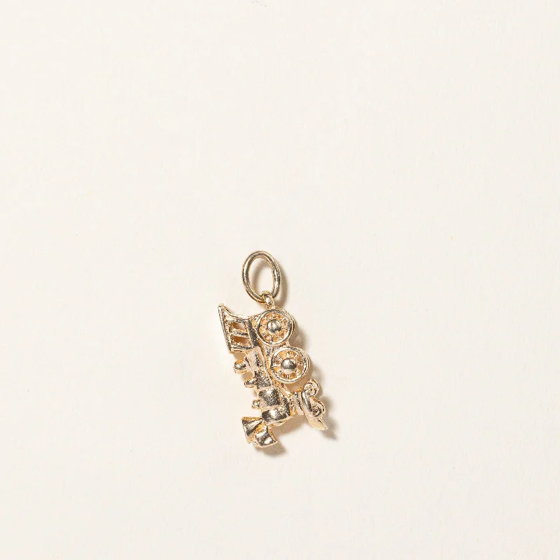 gothic skull ring for men Yellow Gold Train Engine Pendant