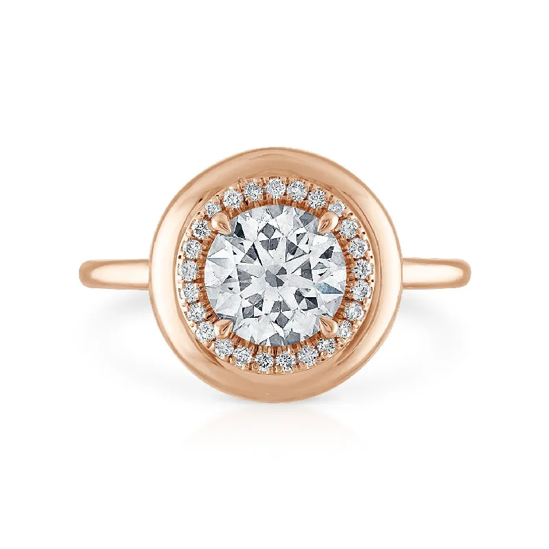 geometric diamond earrings gold 1.20ct Round Diamond Button Engagement Ring