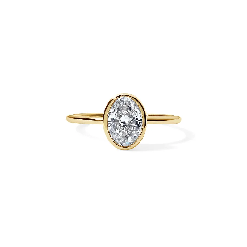 celestial moon and star bracelet 1.30CT Oval Bezel Set Solitaire Engagement Ring