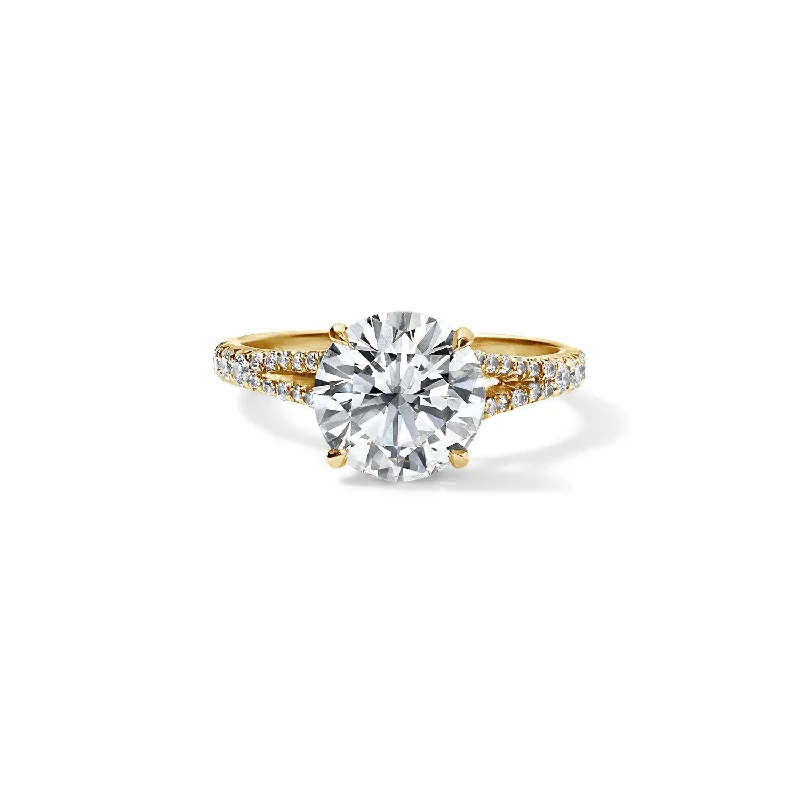 hammered gold signet ring 1.91CT Round Pave Split Shank Engagement Ring