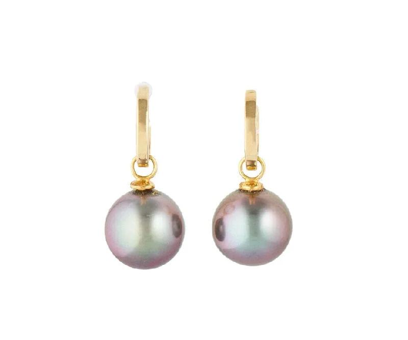 custom engraved infinity necklace 11.0MM Black Tahitian Pearl Drop Earrings in 14K