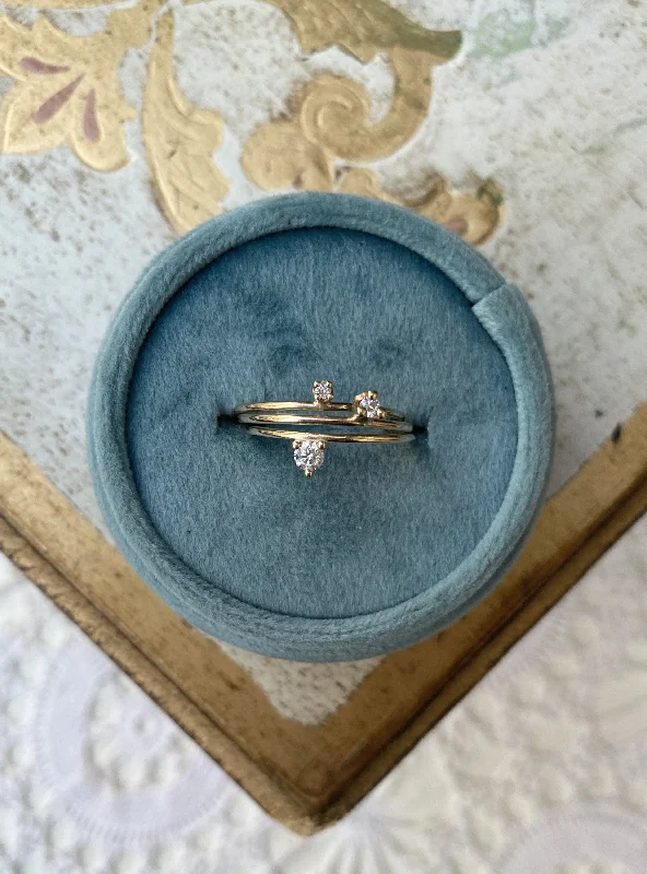 minimalist gold crescent moon necklace 14K Gold Diamond Stacking Ring