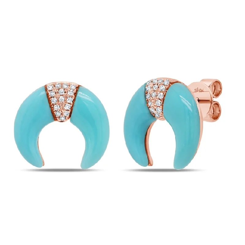 dainty gemstone drop earrings 14KT GOLD 1.89 CT TURQUOISE & .06 CTW DIAMOND CRESENT EARRINGS dainty gemstone drop earrings 14KT GOLD 1.89 CT TURQUOISE & .06 CTW DIAMOND CRESENT EARRINGS
