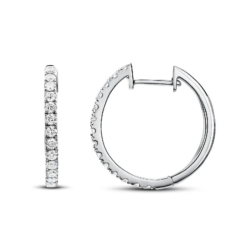 vintage diamond brooch pin 14KT GOLD 0.12 CTW DIAMOND SMALL HUGGIE HOOP EARRINGS