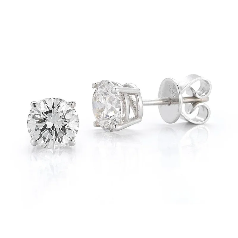 handcrafted gemstone toe ring 14KT WHITE GOLD 1.00 CTW ROUND DIAMOND EARRINGS