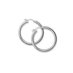 silver-plated bar necklace 14KT White Gold 3MM X 16MM Hoop Earrings