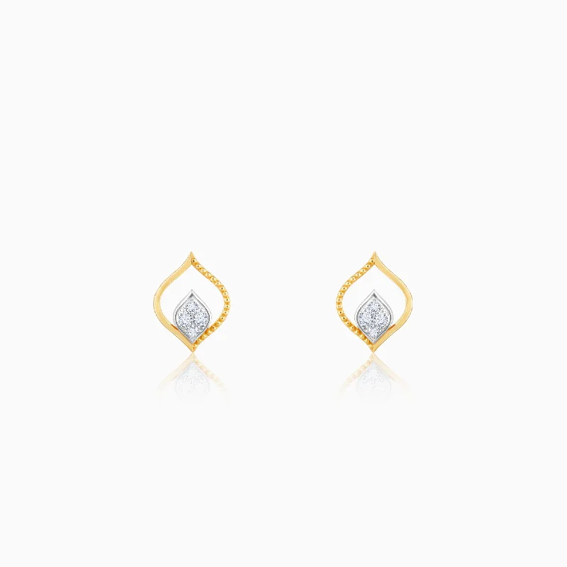 gold bar earrings minimalist Gold Dancing Flame Diamond Earrings