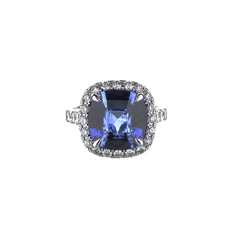 sterling silver toe ring set 18K White Gold Cushion Cut Blue Sapphire Diamond Halo Engagement Ring sterling silver toe ring set 18K White Gold Cushion Cut Blue Sapphire Diamond Halo Engagement Ring