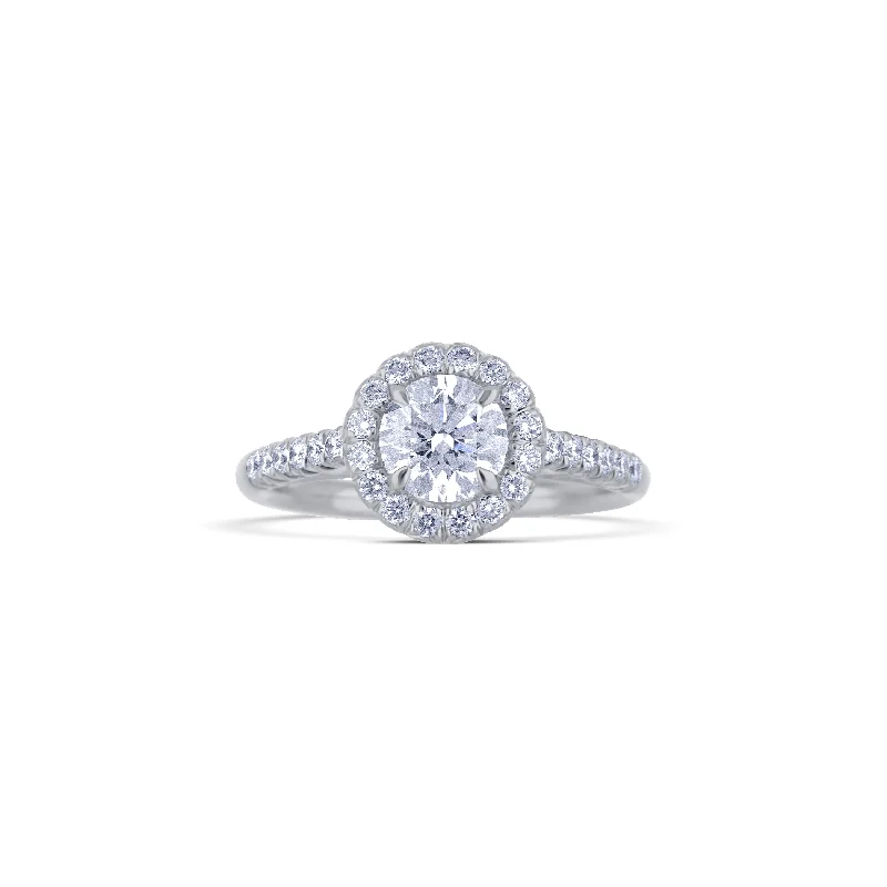 white gold infinity ring 18K White Gold Ring With A 0.83 Carat Brilliant Round Cut With Halo white gold infinity ring 18K White Gold Ring With A 0.83 Carat Brilliant Round Cut With Halo