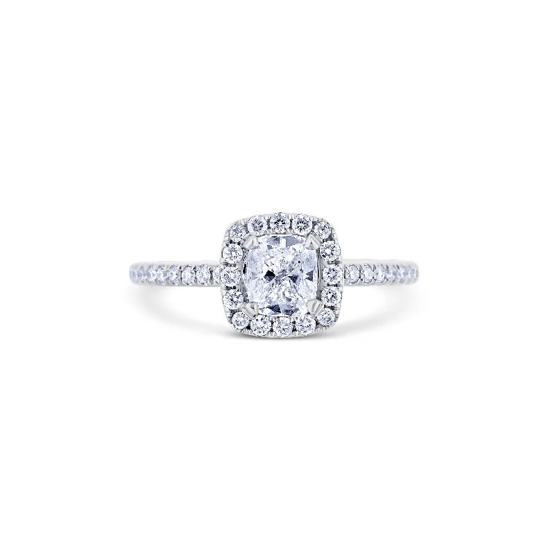 celestial moonstone ring gold 18K White Gold With A 0.74 Carat Cushion With Halo Diamond Ring celestial moonstone ring gold 18K White Gold With A 0.74 Carat Cushion With Halo Diamond Ring