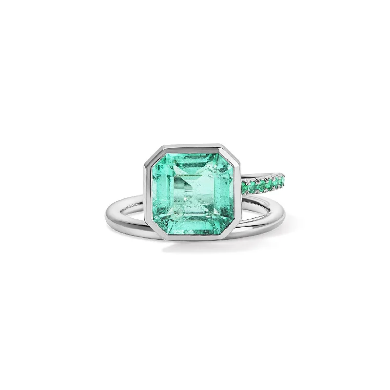 silver-plated bar necklace 3.09CT Emerald Band and a Half