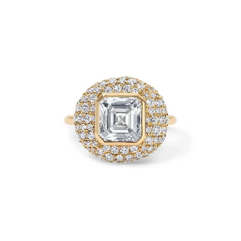 vintage-inspired gold locket 2.50CT Asscher Cut Diamond Pave Button Engagement Ring vintage-inspired gold locket 2.50CT Asscher Cut Diamond Pave Button Engagement Ring