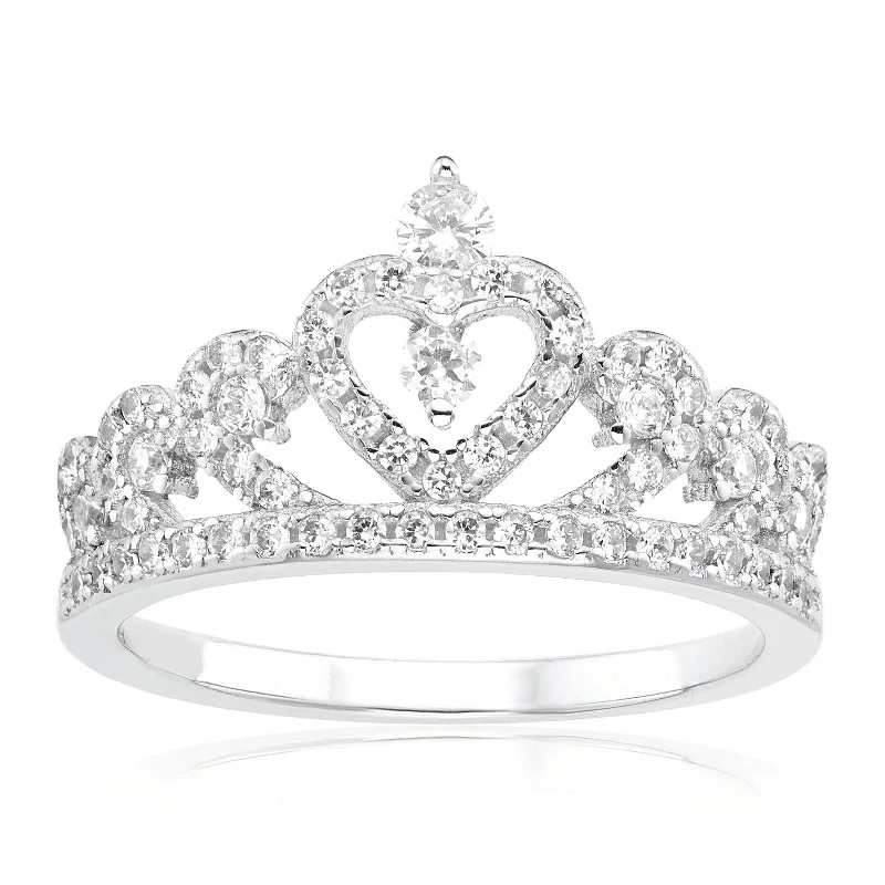 twisted rope gold chain Sterling Silver Cubic Zirconia Tiara Ring
