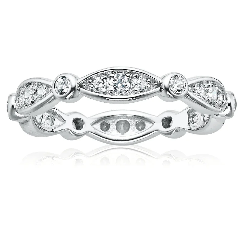 gemstone stacking rings colorful Sterling Silver Cubic Zirconia Stacker Ring