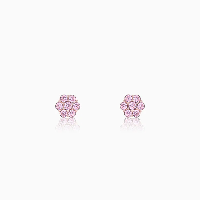 chunky gold chain necklace Rose Gold Baby Pink Flower Stud Earrings